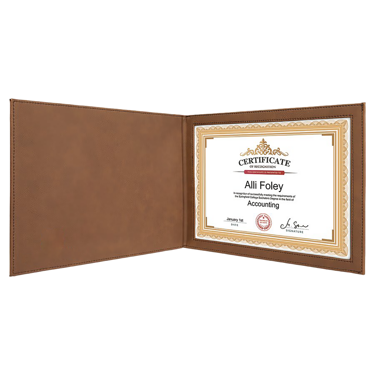 Leatherette Certificate Holder for 8 1/2" x 11"