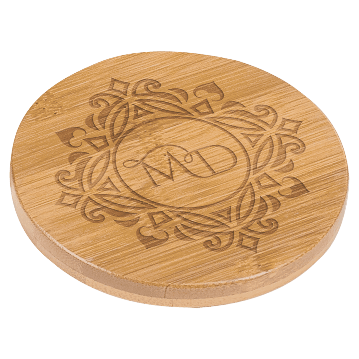 Bamboo Round 6-Coaster Set with Holder, 3 3/4"