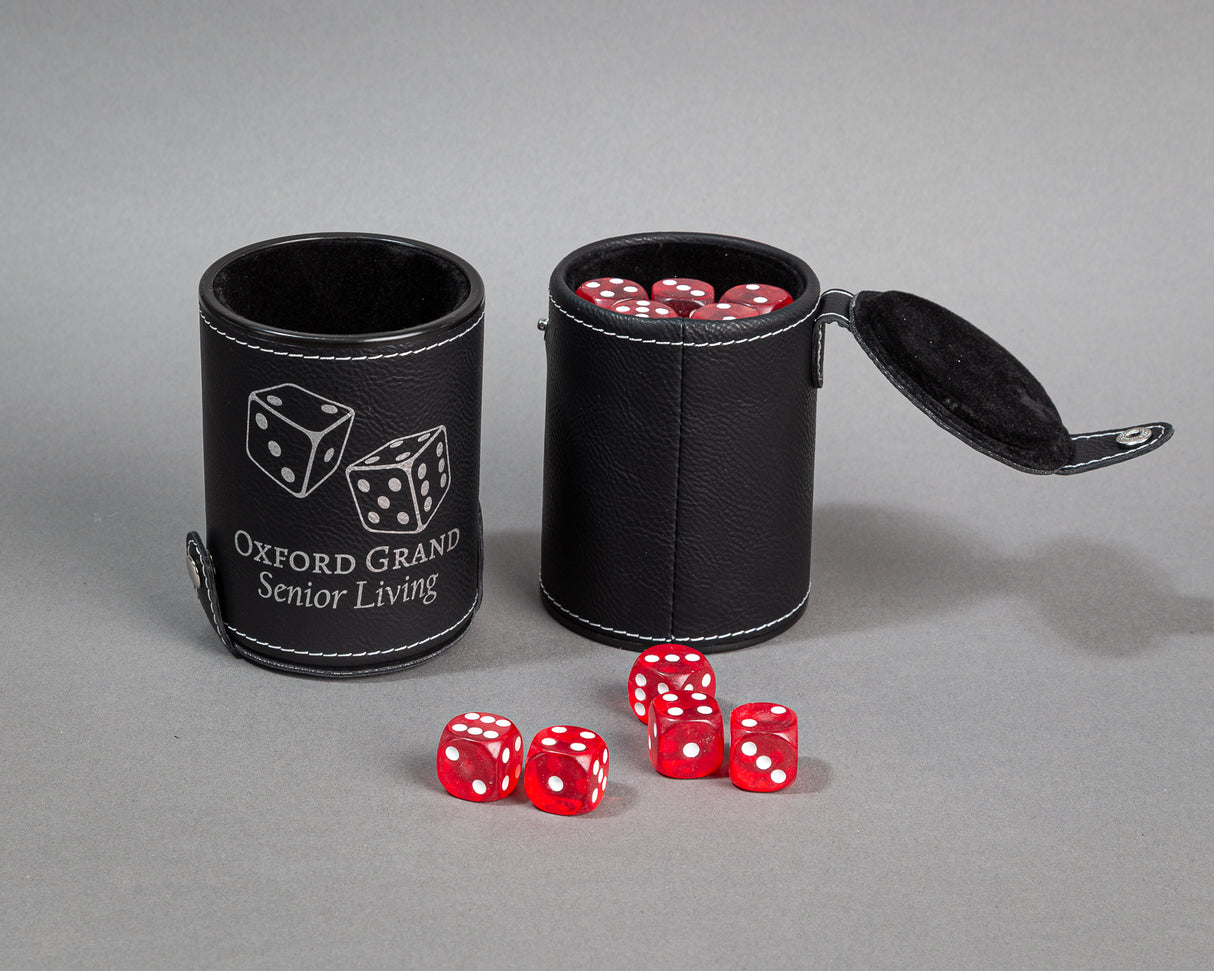 Leatherette Dice Cup with 5 Dice