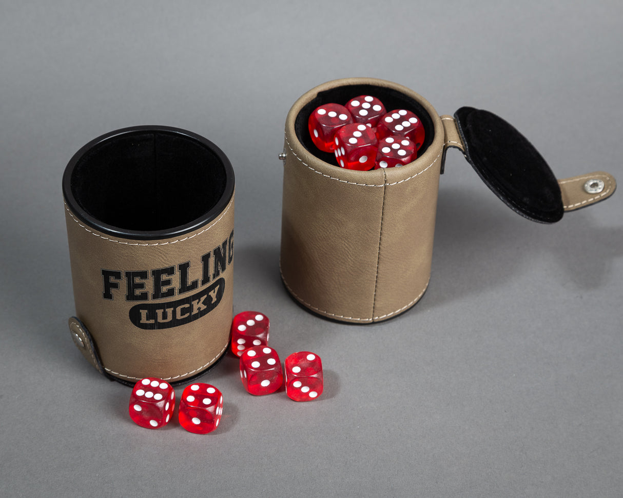Leatherette Dice Cup with 5 Dice