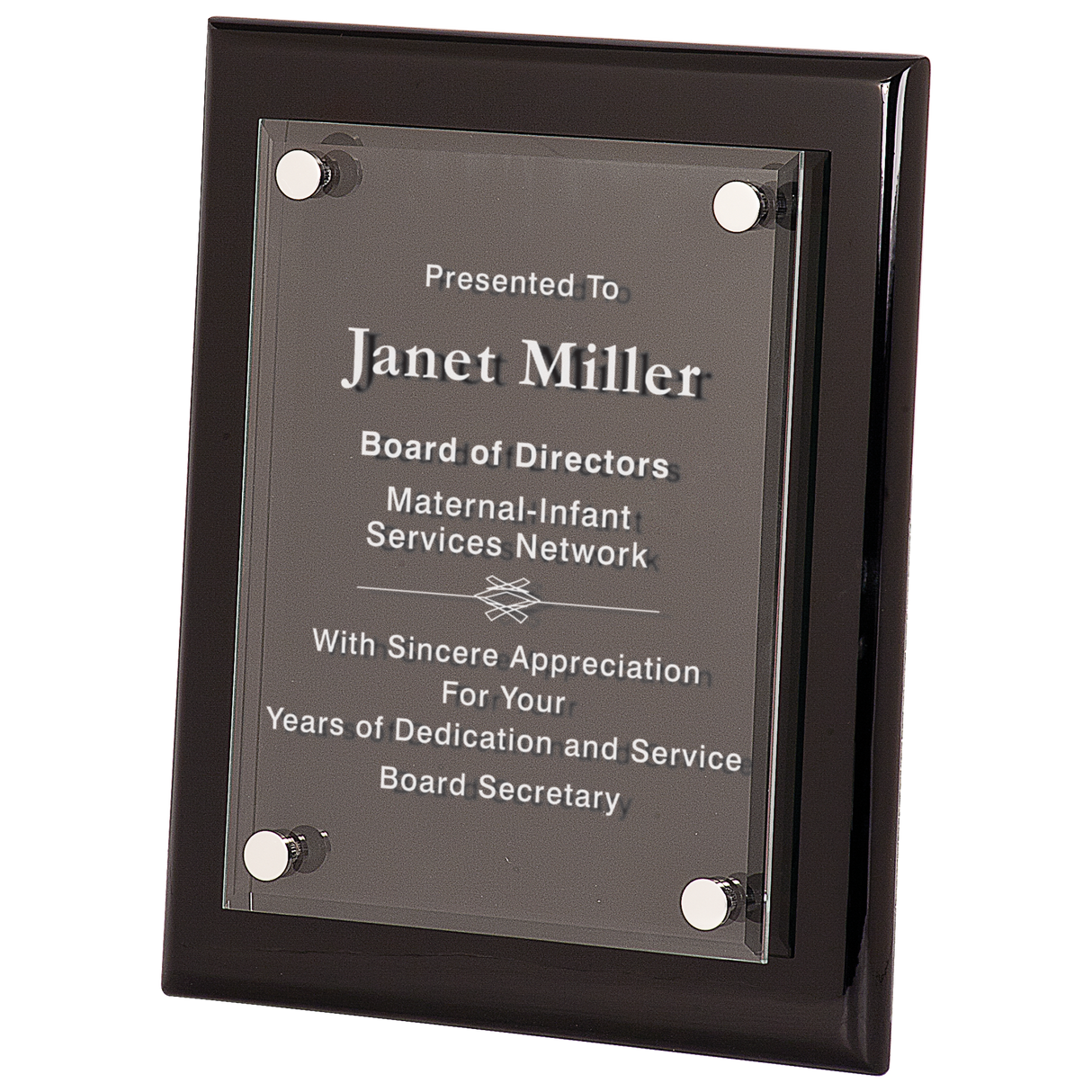 Black Piano Finish Floating Acrylic Plaque, 8" x 10"