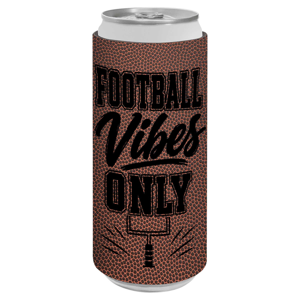 Personalized Football Skinny Can Sleeve, Laser Engraved Football Leatherette Slim Can Cooler, Custom Game Day Gift