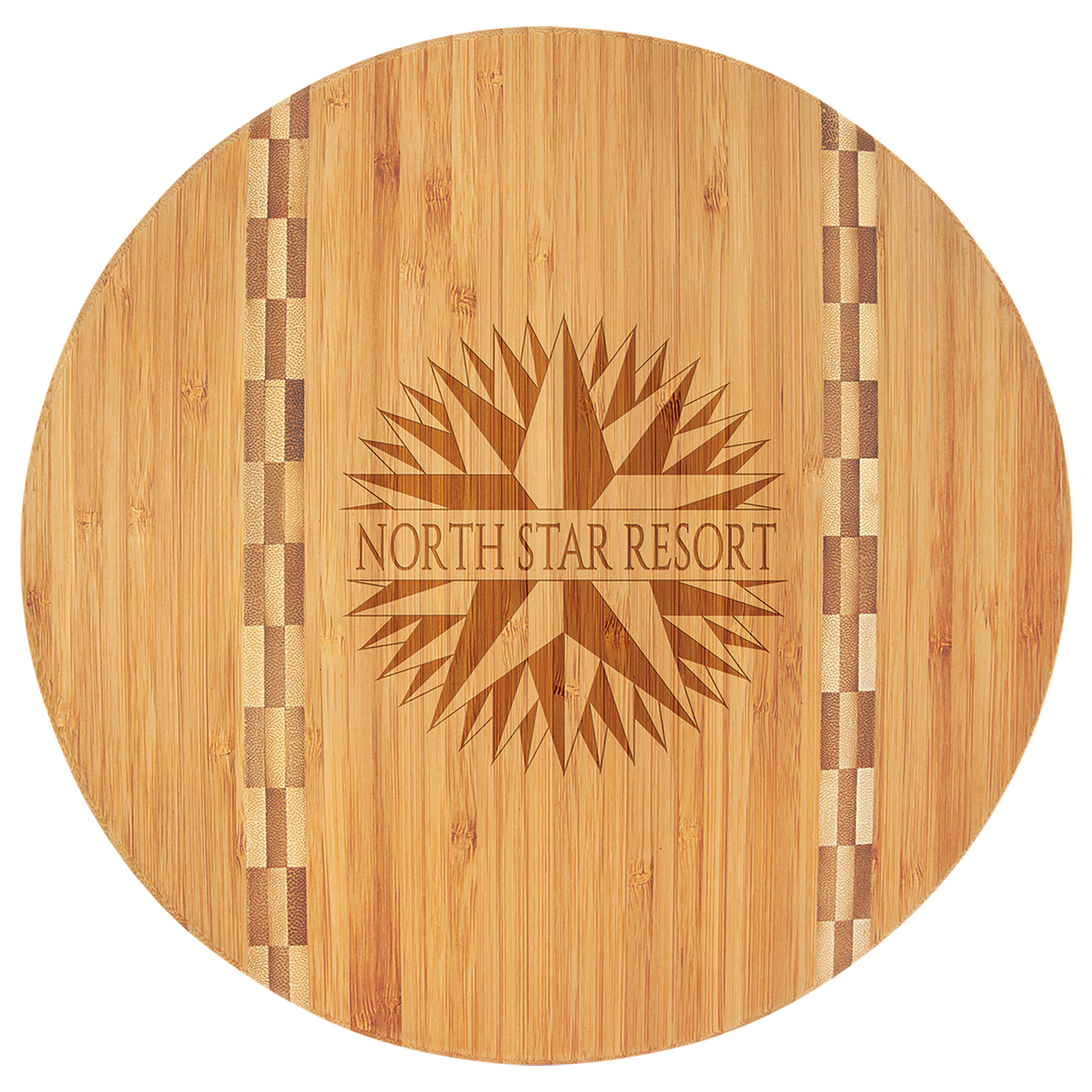 Round Bamboo Cutting Board with Butcher Block Inlay, 11 3/4"