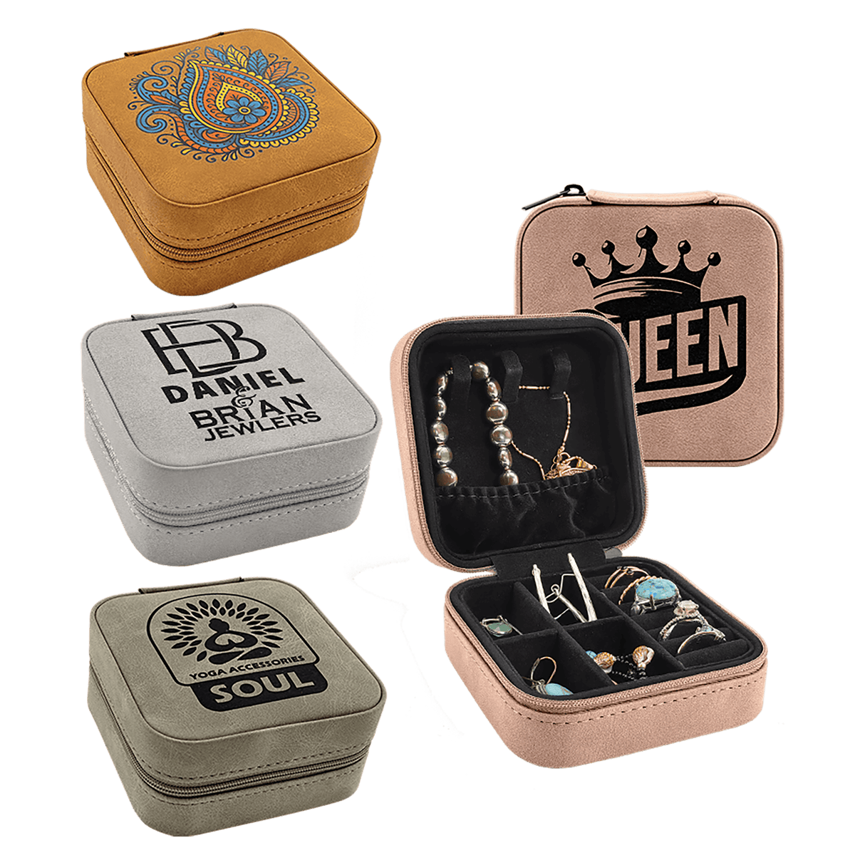 Leatherette Jewelry Box, Creekside Collection, 4" X 4"