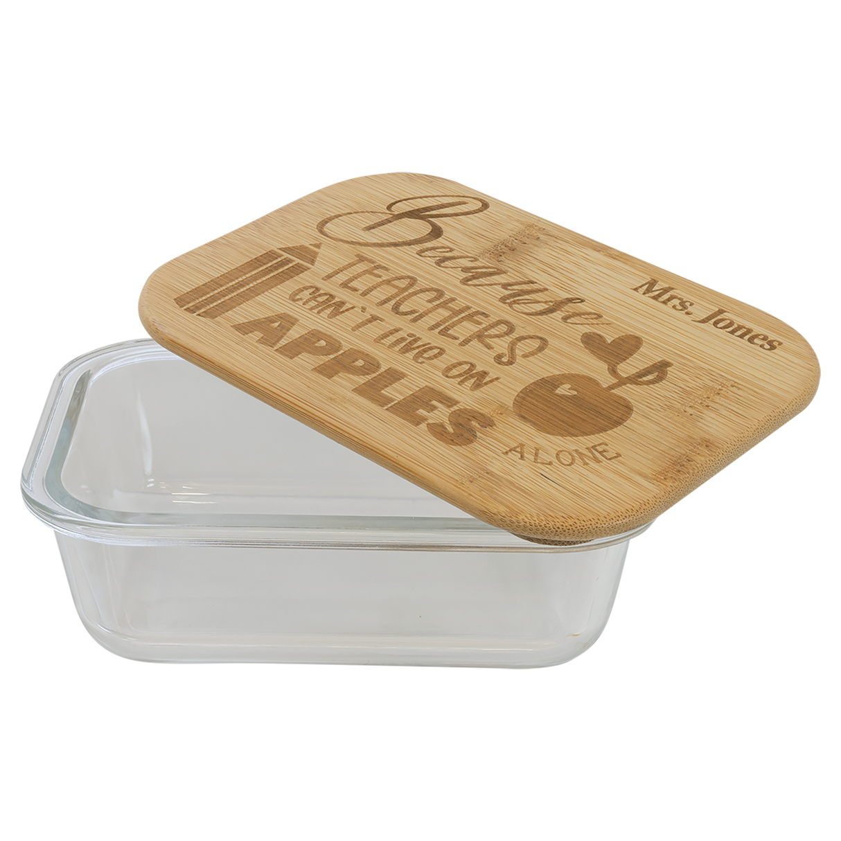 12 oz. Rectangle Glass Container with Bamboo