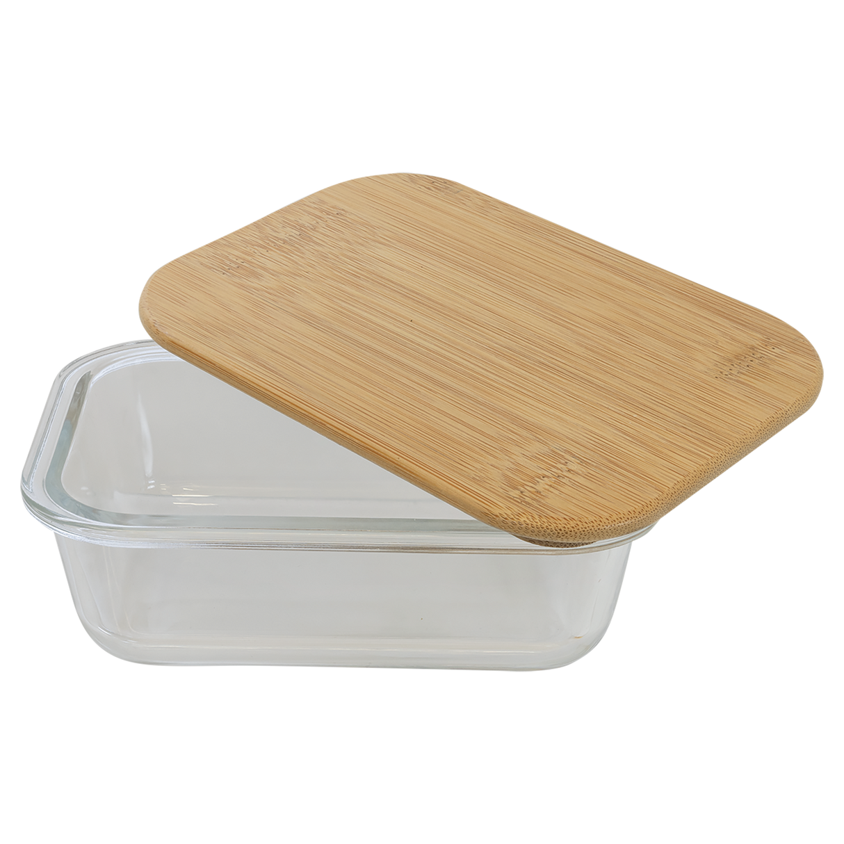 12 oz. Rectangle Glass Container with Bamboo