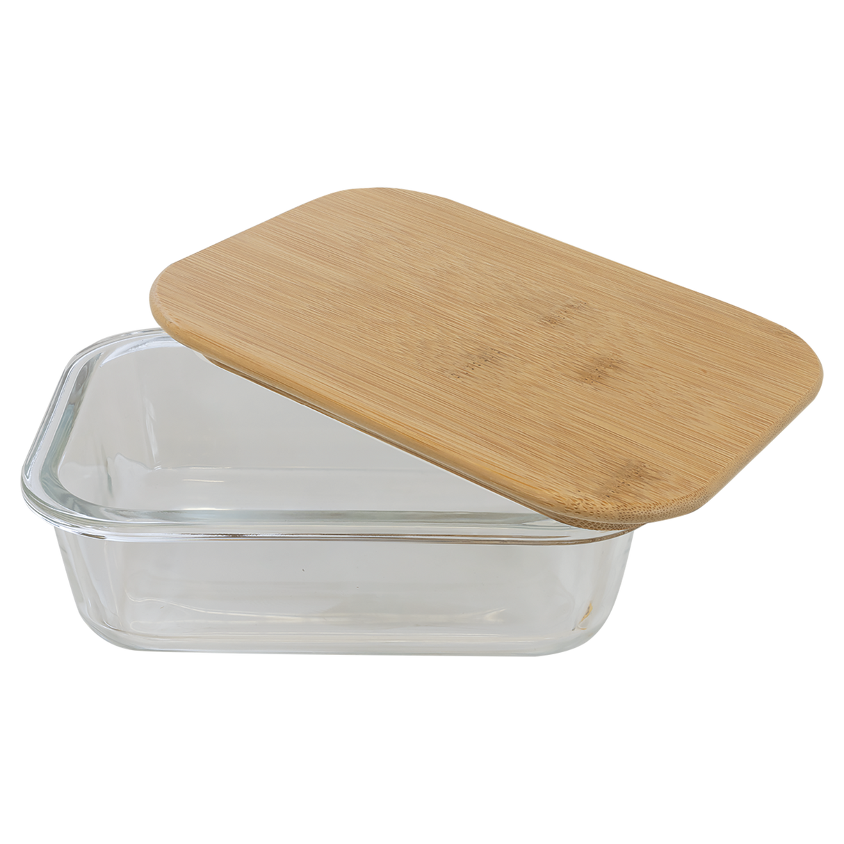 21 oz. Rectangle Glass Container with Bamboo