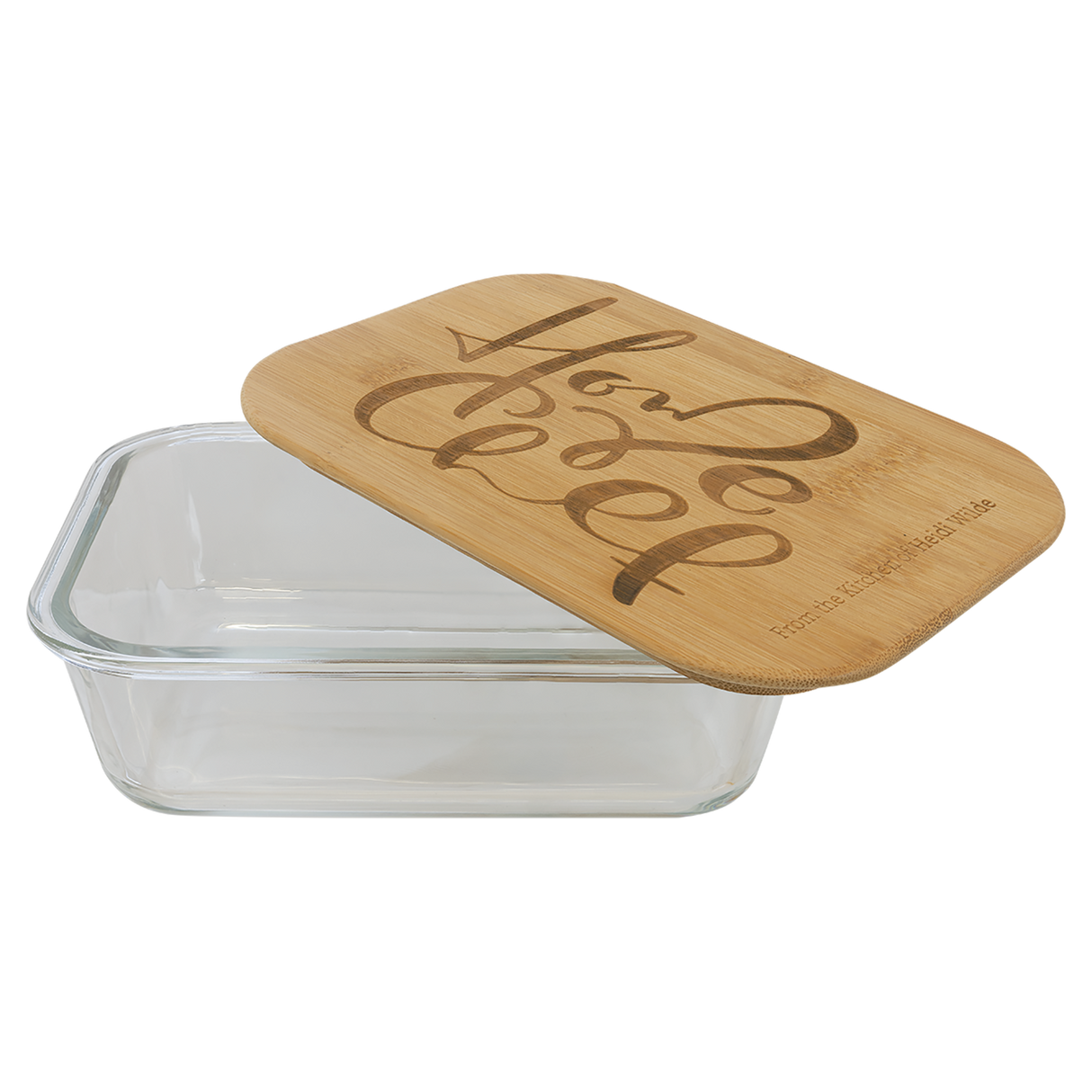 35 oz. Rectangle Glass Container with Bamboo