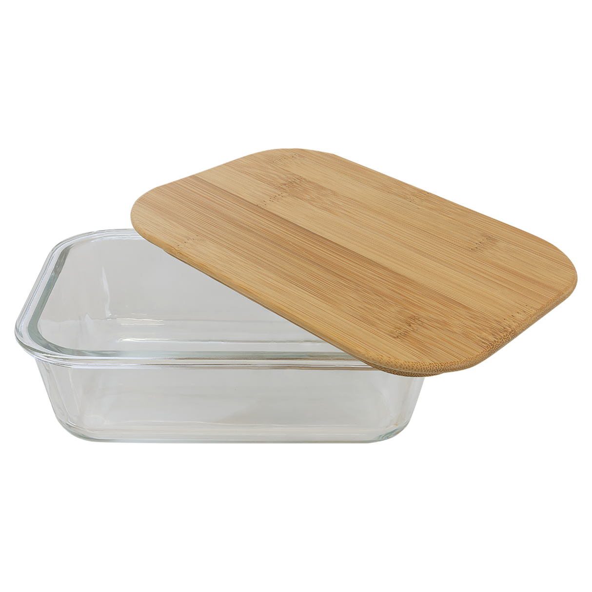 35 oz. Rectangle Glass Container with Bamboo