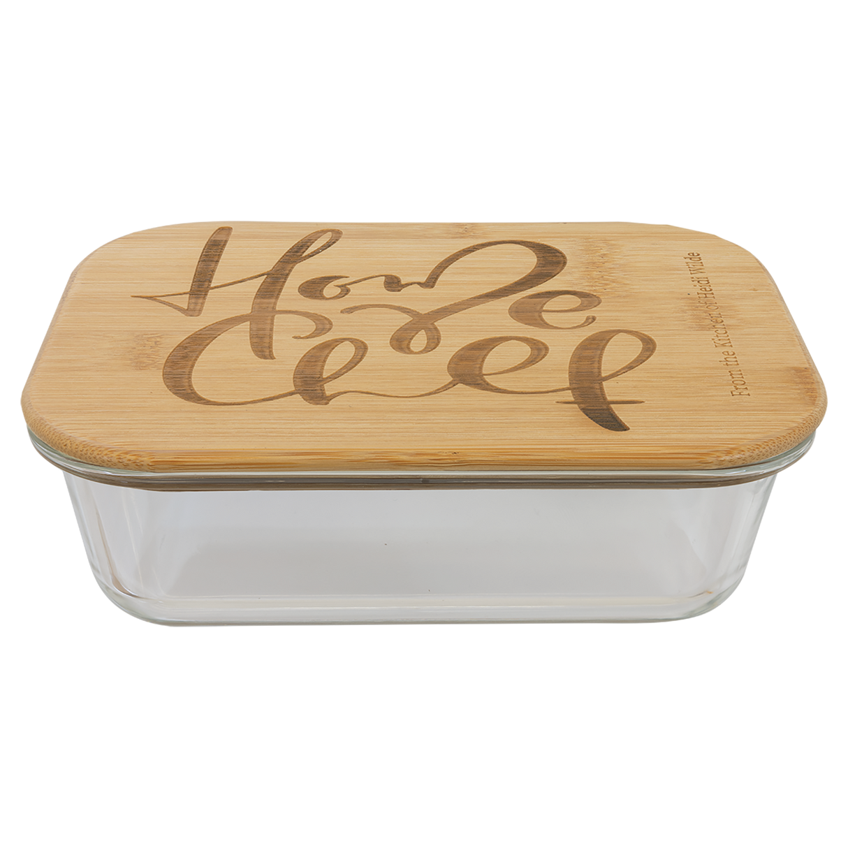 35 oz. Rectangle Glass Container with Bamboo