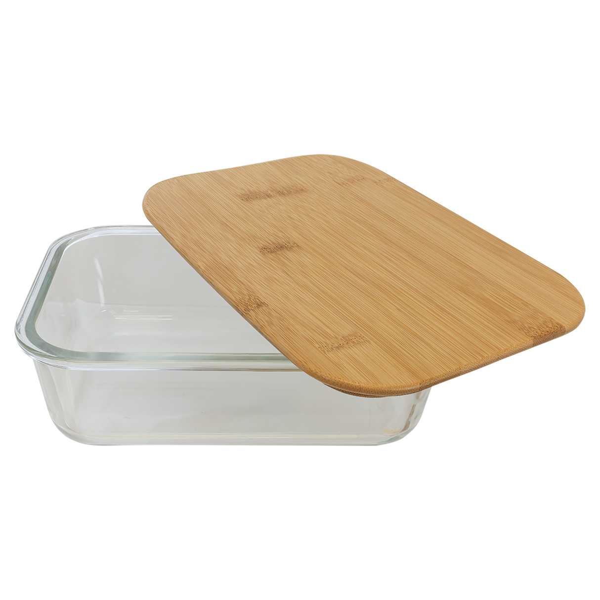 50 oz. Rectangle Glass Container with Bamboo