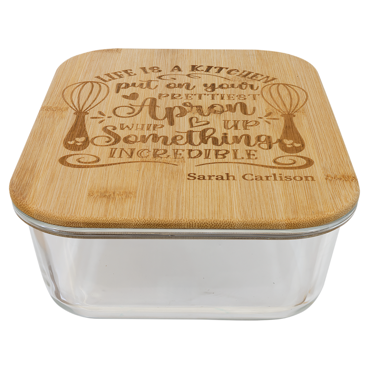50 oz. Rectangle Glass Container with Bamboo