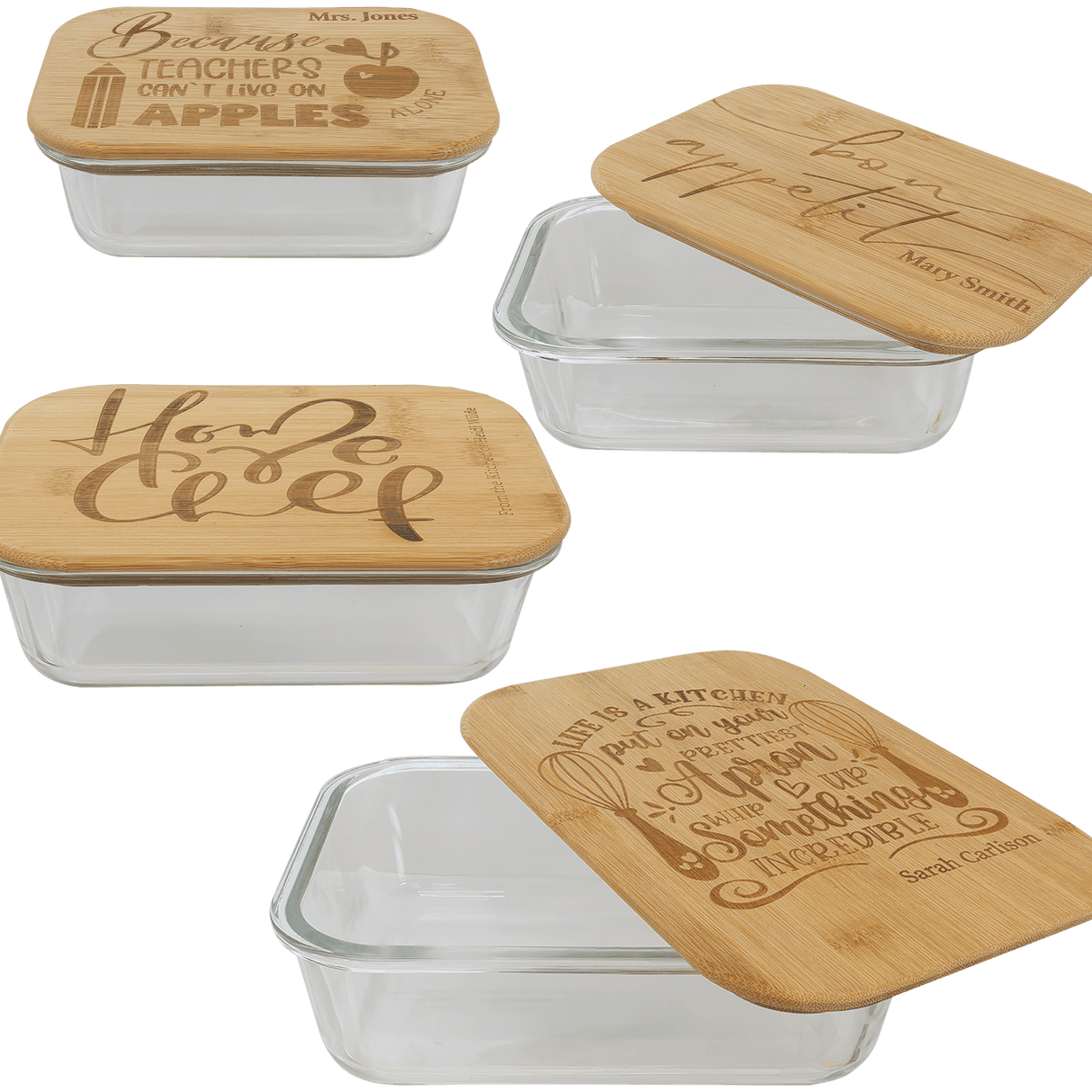 50 oz. Rectangle Glass Container with Bamboo