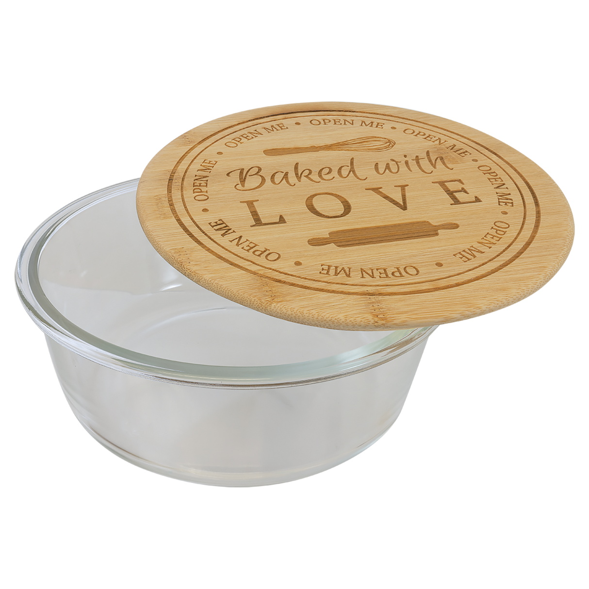 44 oz. Round Glass Container with Bamboo Lid