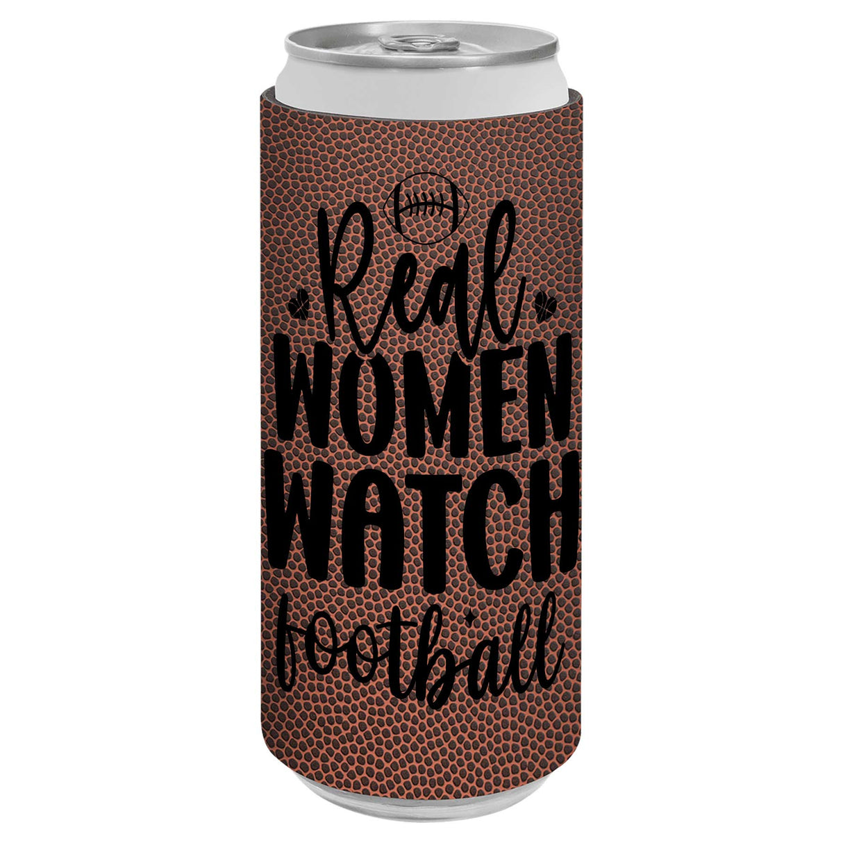 Personalized Football Skinny Can Sleeve, Laser Engraved Football Leatherette Slim Can Cooler, Custom Game Day Gift