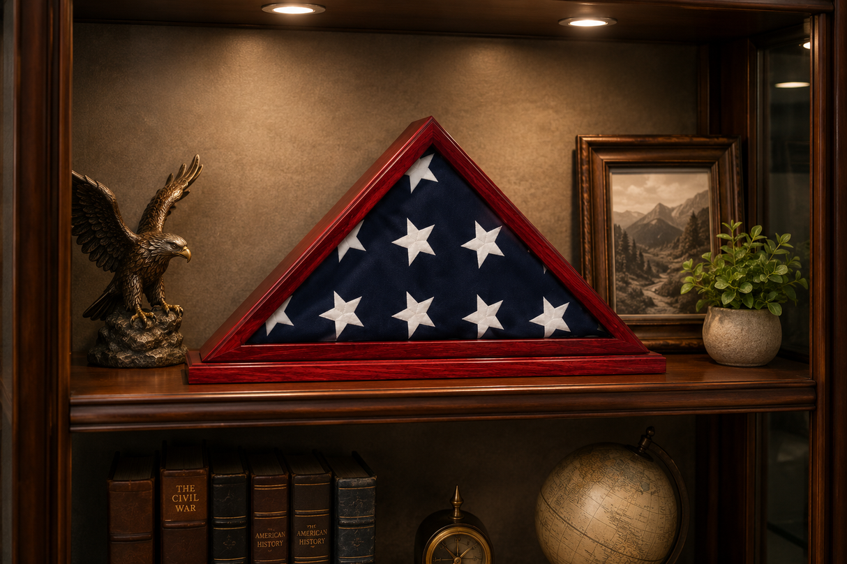Personalized Flag Display Case | Laser Engraved Rosewood Memorial Flag Box