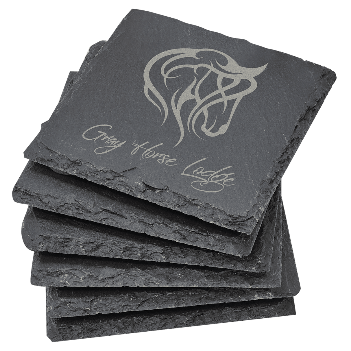 Square Slate Coaster Set-6 Piece, 4" x 4"