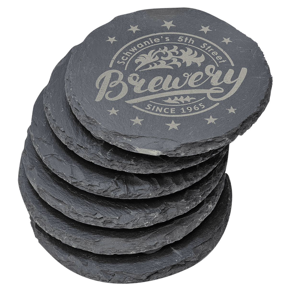 Round Slate Coaster Set-6 Piece, 4"