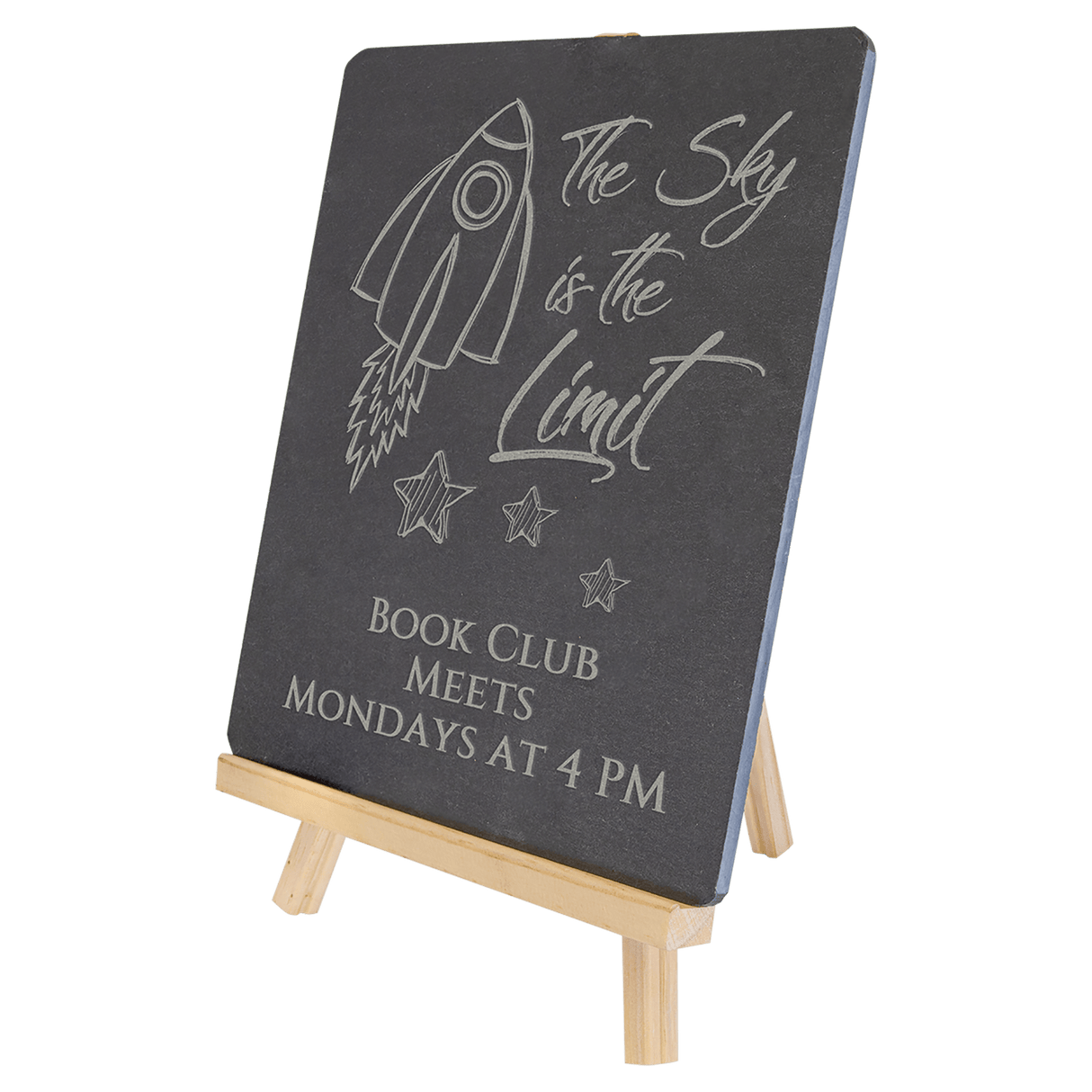 Slate Sign with Wood Easel, 8 1/4" x 9 1/2"