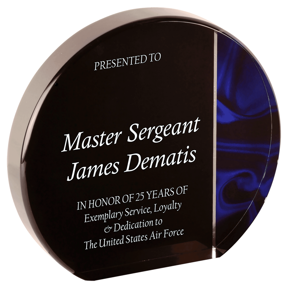 Round Red/Blue Velvet Acrylic Corporate Award