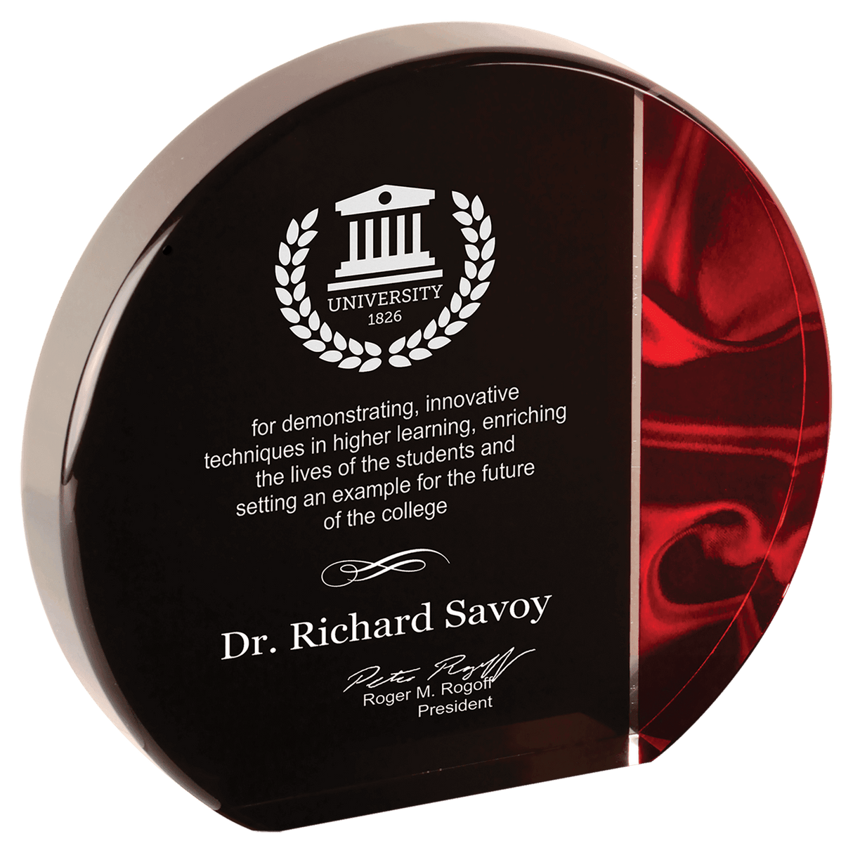 Round Red/Blue Velvet Acrylic Corporate Award