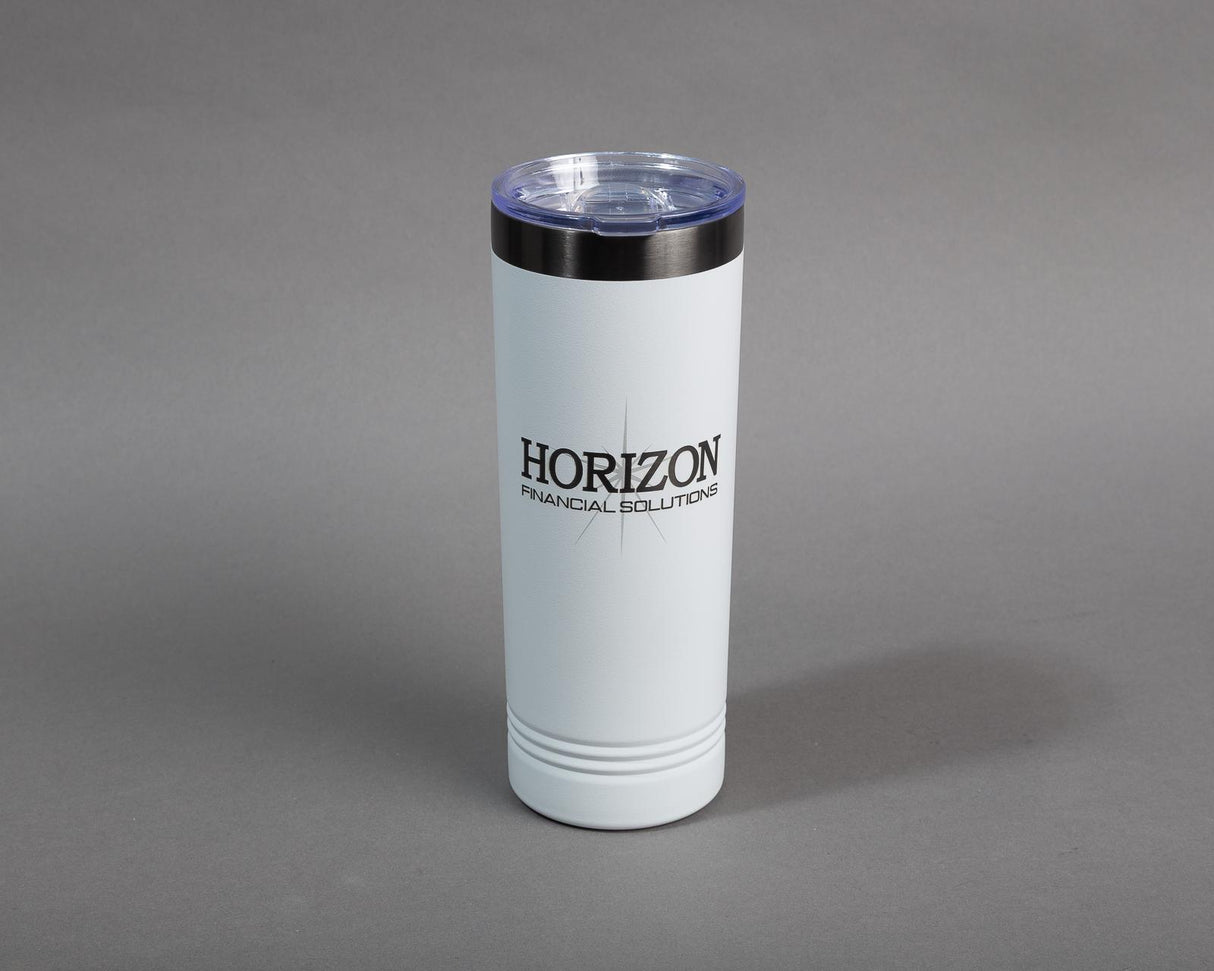 Polar Camel 22 oz. White/Ghost Black ION-Plated Skinny Tumbler with Slider Lid