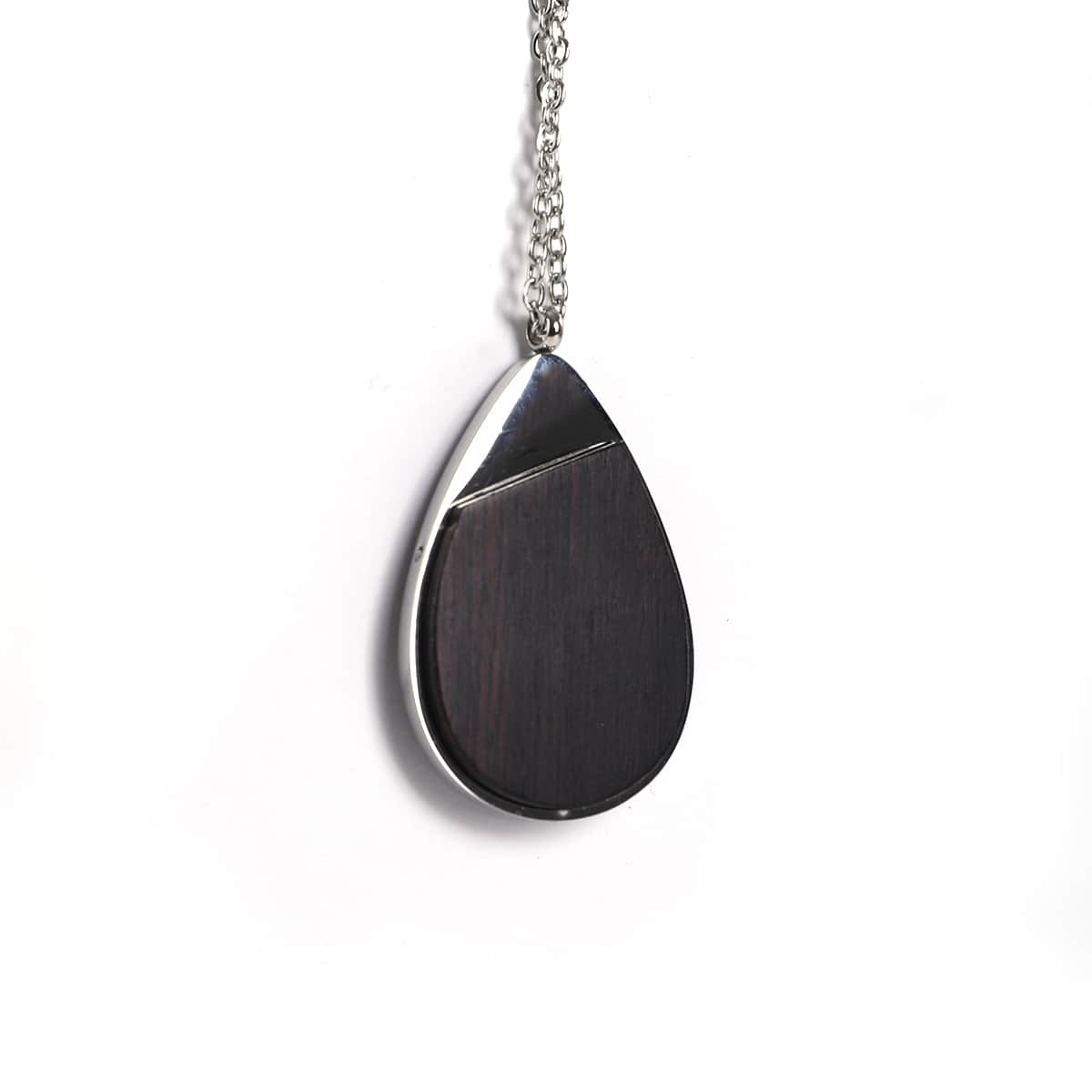 Personalized Wood Teardrop Necklace, Engraved Drop Pendant, Custom Initial Jewelry, Memorial or Anniversary Gift for Her