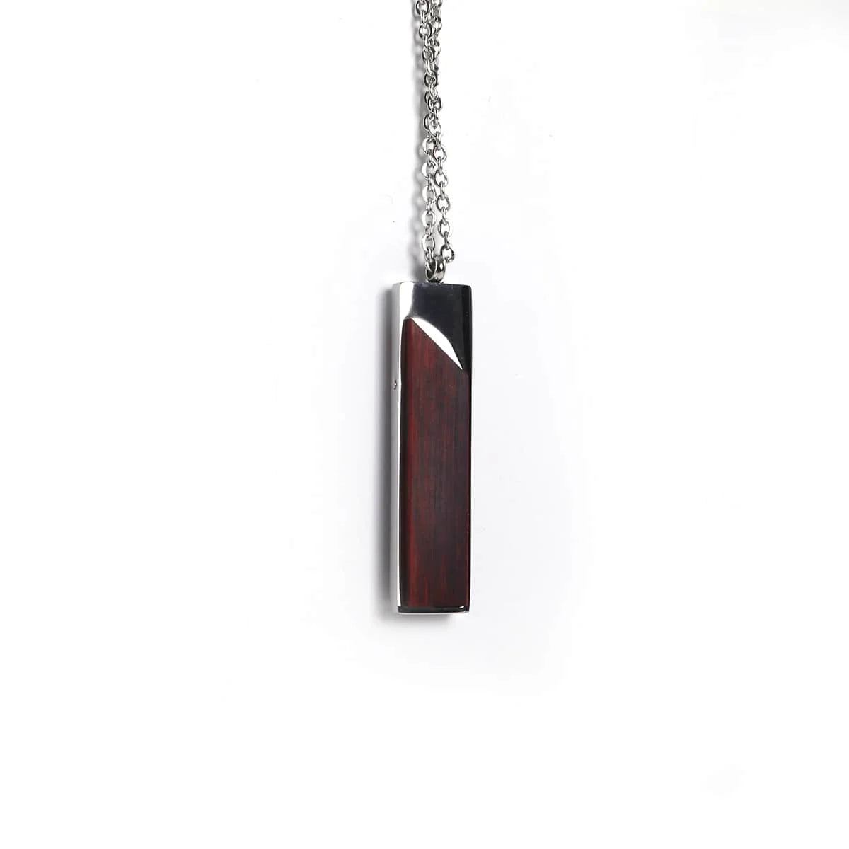 Personalized Vertical Bar Necklace, Engraved Wood Pendant, Minimalist Gift for Him or Her