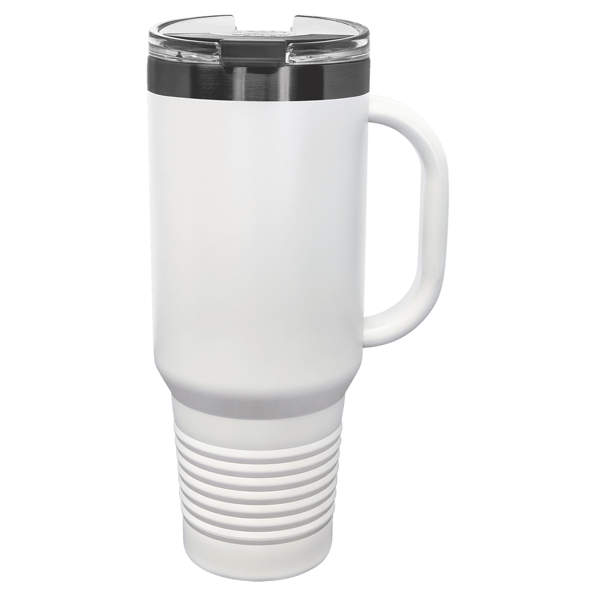 Polar Camel 40 oz. White/Ghost Black ION-Plated Travel Mug with Handle, Straw Included