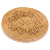 Bamboo Round 6-Coaster Set with Holder, 3 3/4"