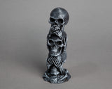 Speak No Evil Skull Decor: 3D Printed Metallic Silver Statue
