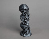Speak No Evil Skull Decor: 3D Printed Metallic Silver Statue