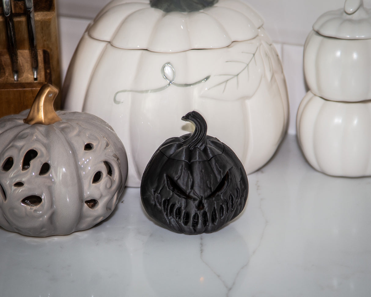 3-Pack Lighted Scary Pumpkins, Halloween Decoration, 3D Printed