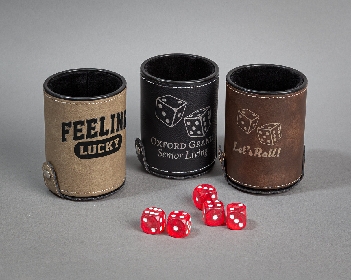 Leatherette Dice Cup with 5 Dice