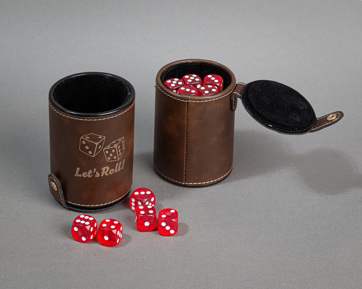 Leatherette Dice Cup with 5 Dice
