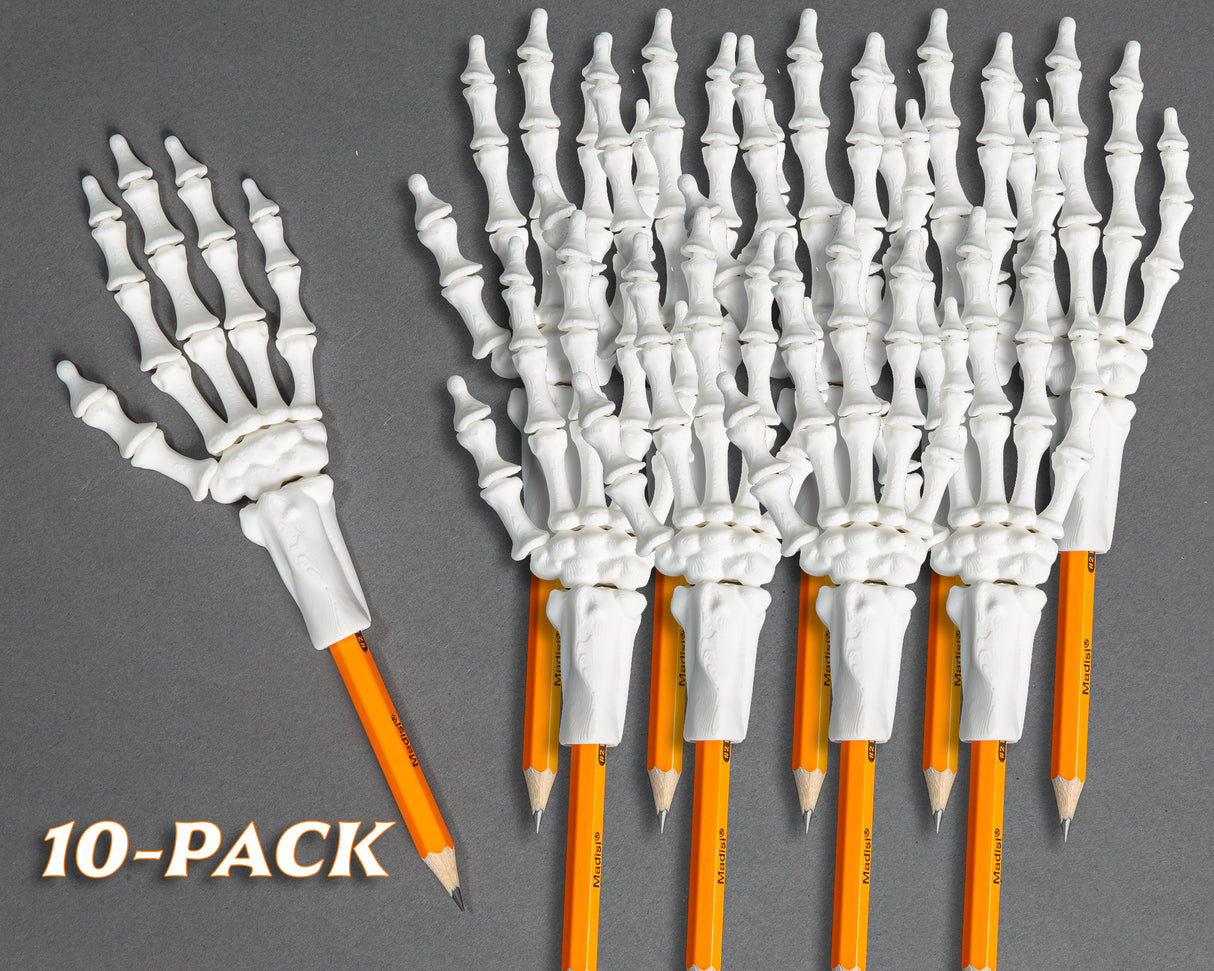 10 Pack Skeleton Hand Pencil Topper, 3D Printed Halloween Gift