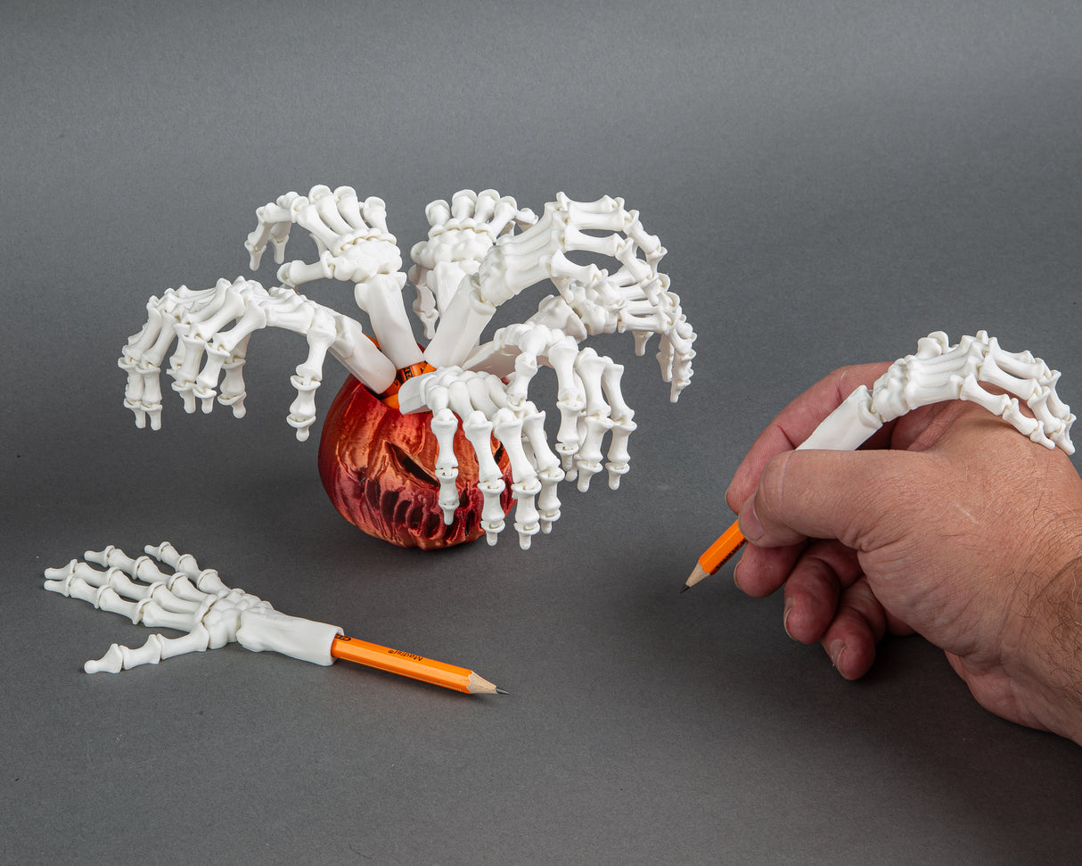 10 Pack Skeleton Hand Pencil Topper, 3D Printed Halloween Gift