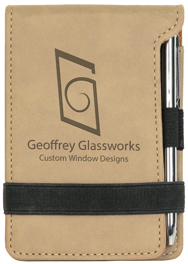 Leatherette Mini Notepad with Pen, 3 1/4" x 4 3/4"
