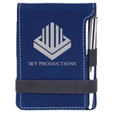 Leatherette Mini Notepad with Pen, 3 1/4" x 4 3/4"