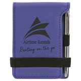 Leatherette Mini Notepad with Pen, 3 1/4" x 4 3/4"