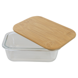 12 oz. Rectangle Glass Container with Bamboo