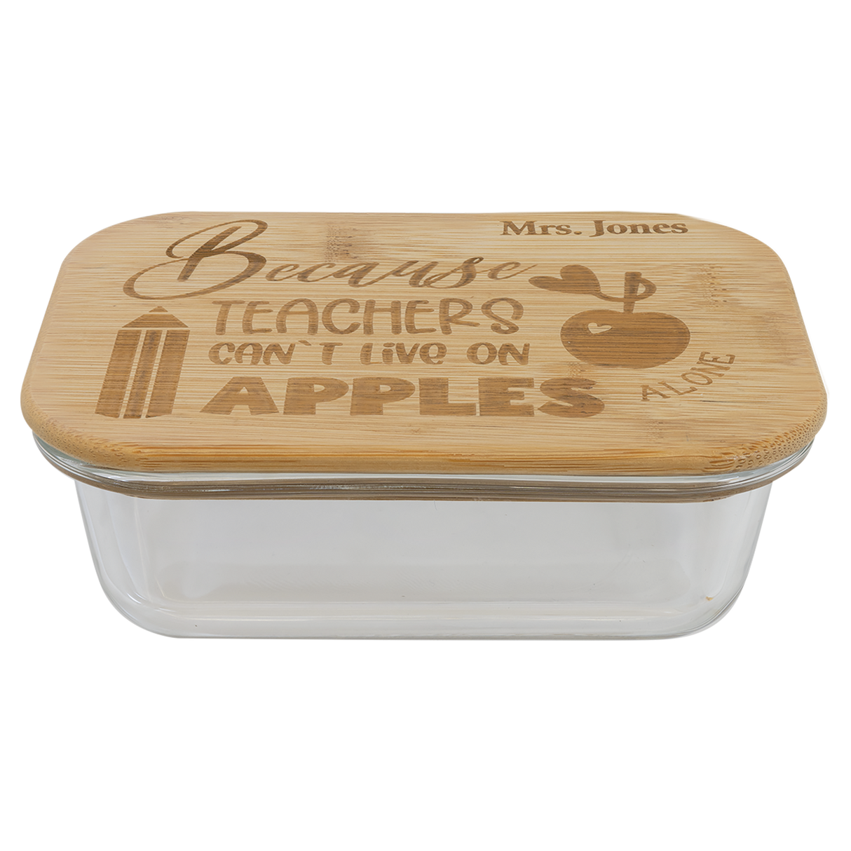 12 oz. Rectangle Glass Container with Bamboo
