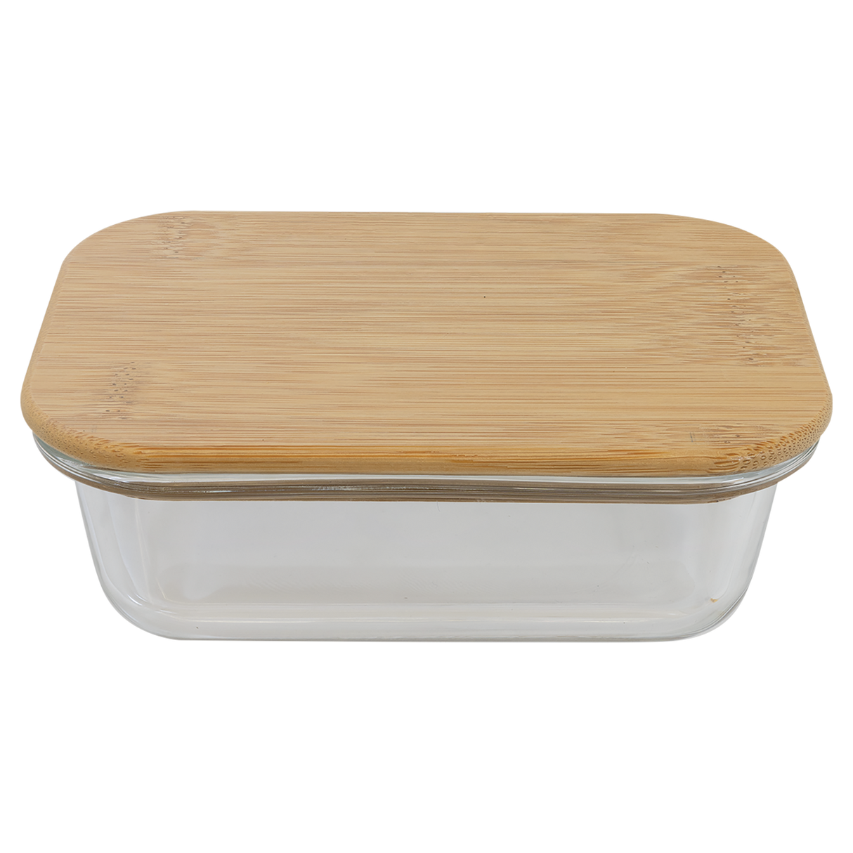 12 oz. Rectangle Glass Container with Bamboo
