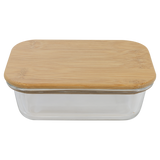 12 oz. Rectangle Glass Container with Bamboo