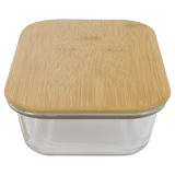21 oz. Rectangle Glass Container with Bamboo