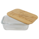 21 oz. Rectangle Glass Container with Bamboo