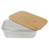 21 oz. Rectangle Glass Container with Bamboo