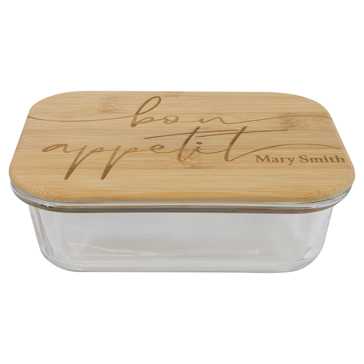 21 oz. Rectangle Glass Container with Bamboo