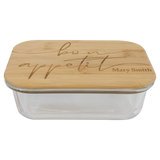 21 oz. Rectangle Glass Container with Bamboo