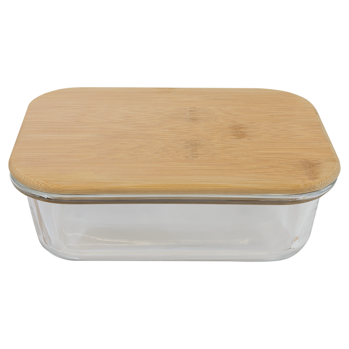 21 oz. Rectangle Glass Container with Bamboo